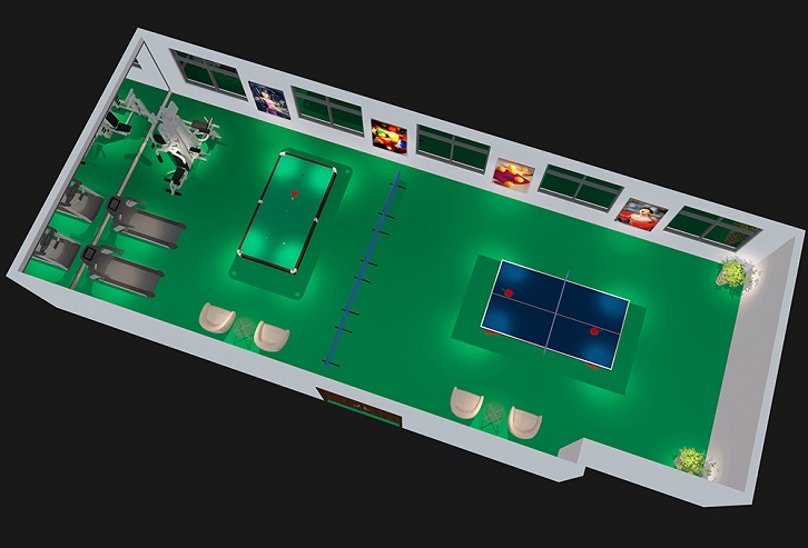 100m2单位健身房